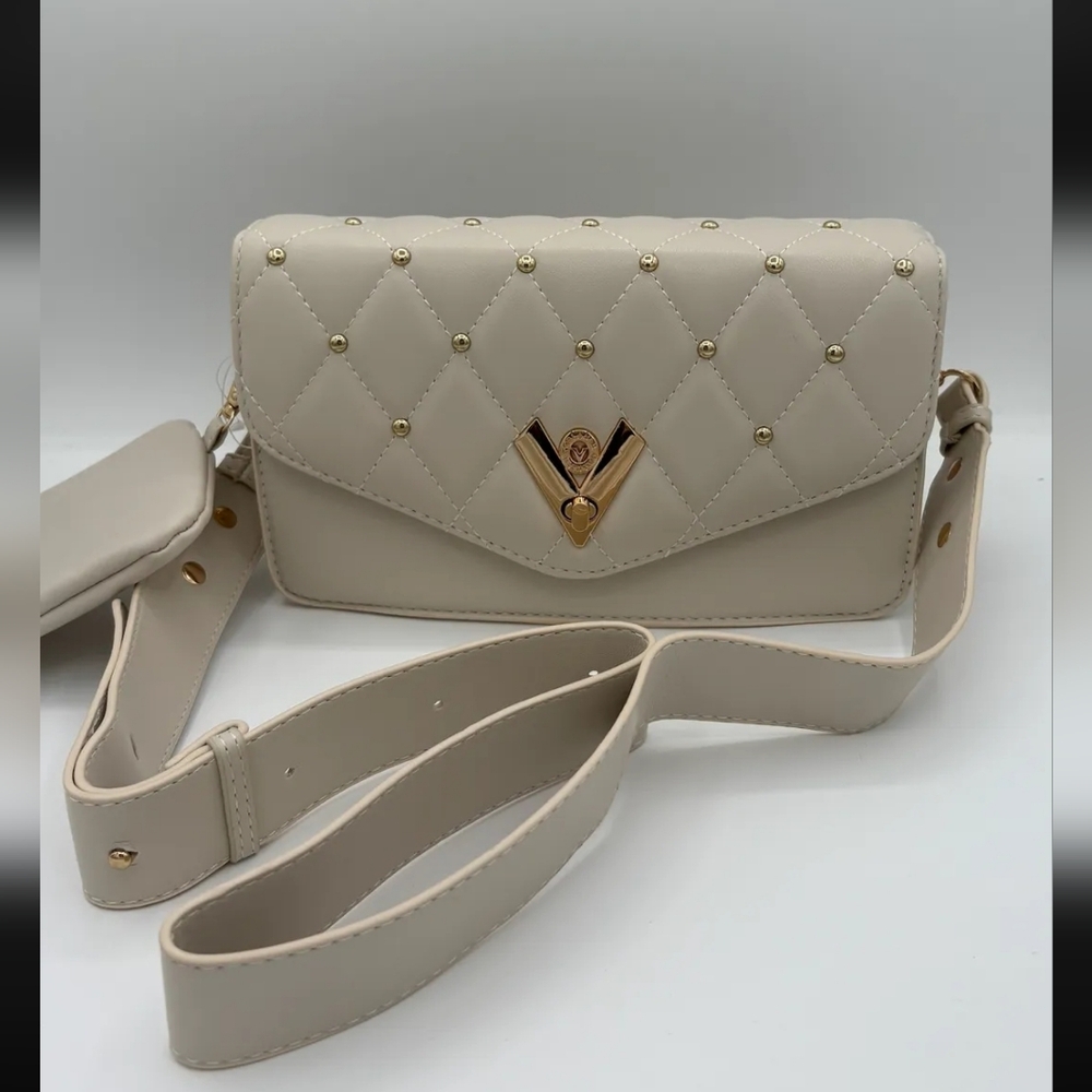 Valentino Orlandi Cream Quilted Crossbody Bag